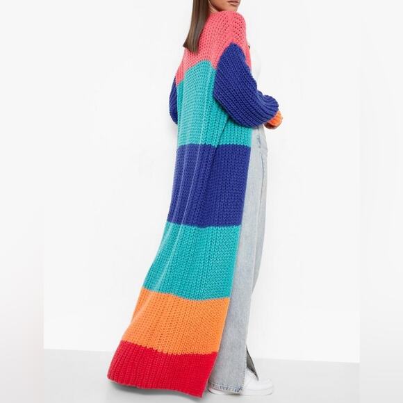 Boohoo Colorful Women's Long Cardigan Sweater - Picture 4 of 15